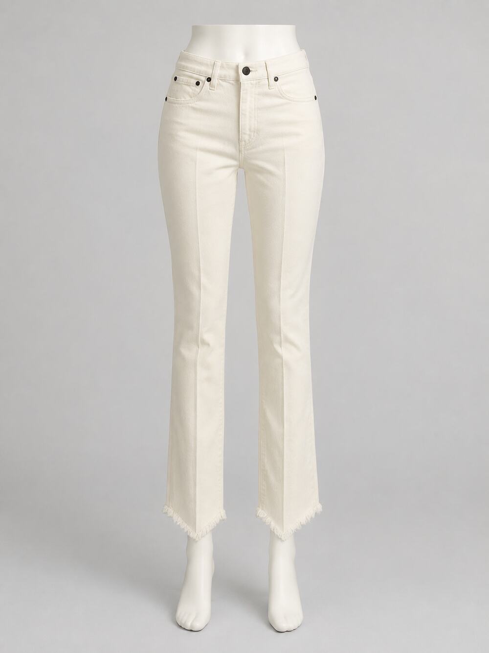 Rag & Bone High Rise Skinny Ankle Raw Hem Jeans - White - Size 24